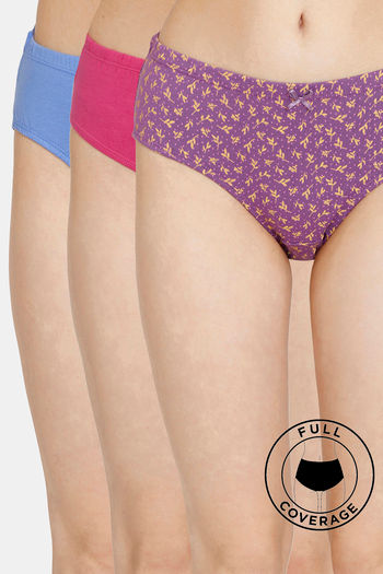Buy Rosaline Cyber Grove Medium Rise Full Coverage Hipster Panty (Pack of 3) - Assorted